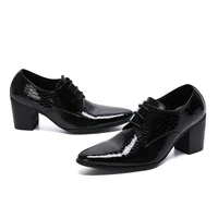 mens crocodile pattern leather shoes lace up wedding party oxfords high heels plus size 46