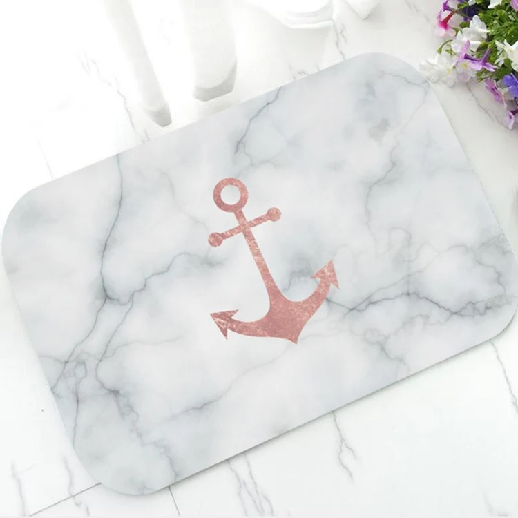 Скандинавский розовый Золотой морской якорь белый мраморный комнатный коврик