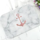 Скандинавский розовый Золотой морской якорь, белый мраморный комнатный коврик для ванной, кухонный ковер, Нескользящий Резиновый коврик, напольные коврики для входа, Декор