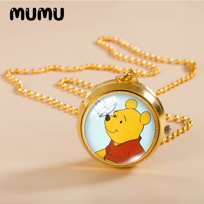 Новинка 2021 Винни-Пух карманные часы ожерелье медведь любовь медовый золотой цвет