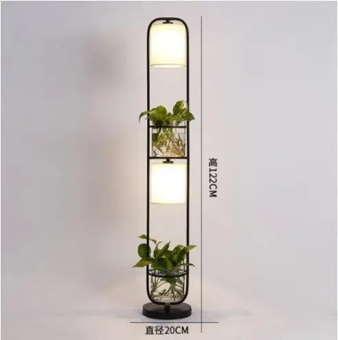 Floor Lamp-Black Современный китайский Декор растение цветочный торшер ткань абажур стекло Кабинет стенд пол свет AC110V-220V - Цвет абажура: Floor Lamp-Black