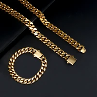 2021 new curb cuban link chain necklaces for men women miami chain bracelets gold choker 316l stainless steel hip hop jewelry
