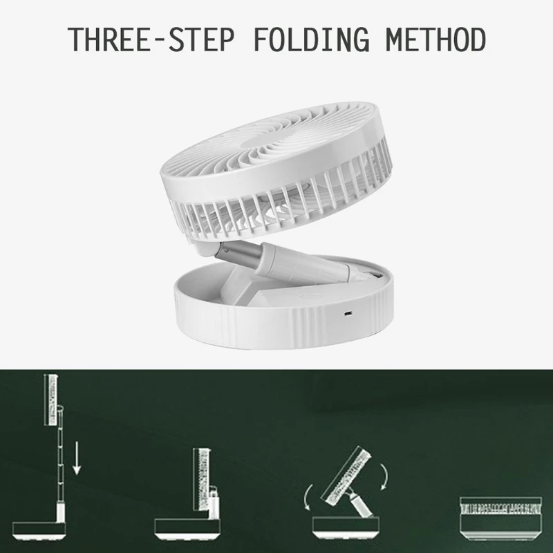 

Portable Foldaway Stand Fan, Small Folding Rechargeable & Telescopic Floor/Desk Air Circulator Fan With Battery Operated