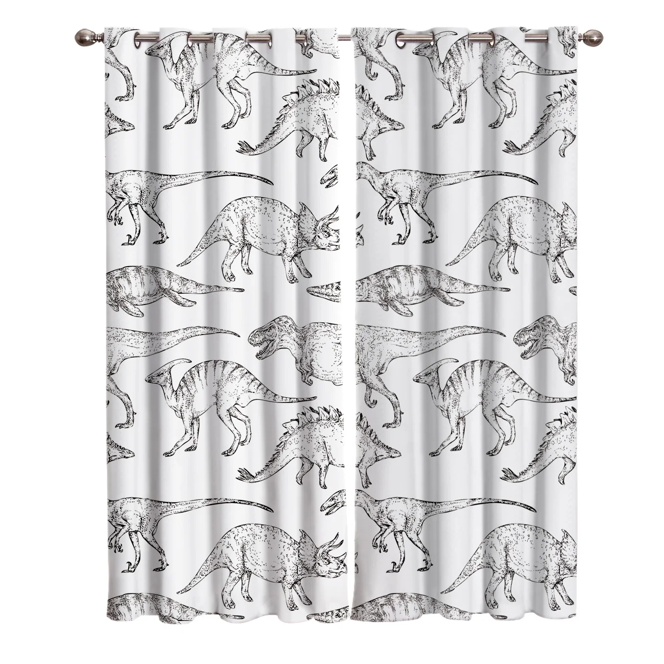 Ручная нарисованная занавеска для комнаты динозавра наружное окно кухни