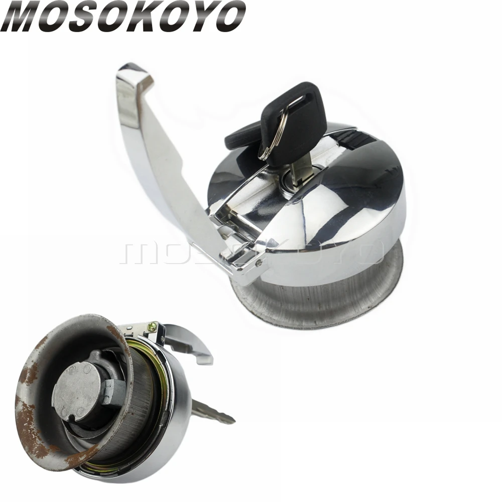 

Motorcycle Fuel Gas Tank Cap Flip-up Style Lock Oil Filler Cover W/ 2 Keys for Cafe Racer Honda CB Yamaha XV BSA AJS Scrambler