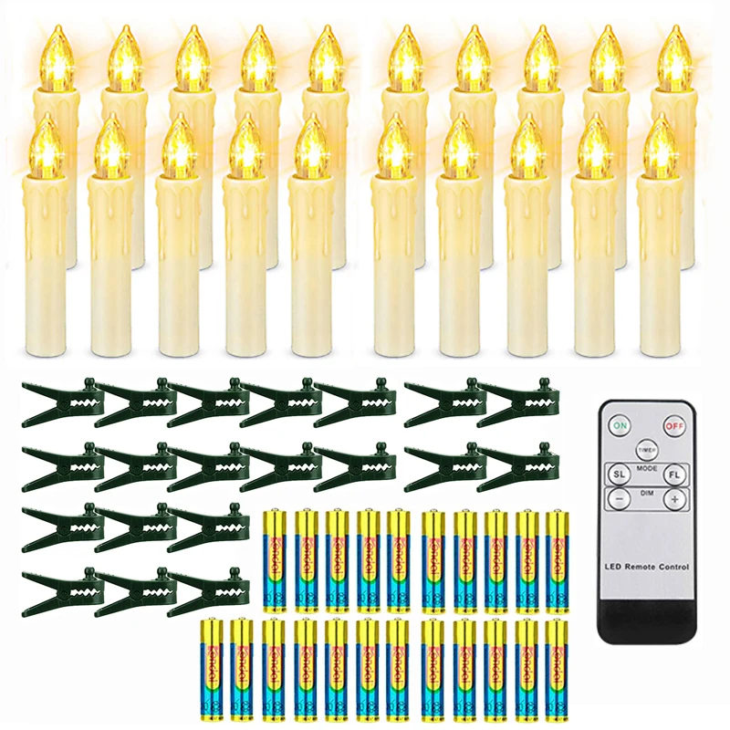 

LED Candle Light Battery-powered Christmas Electronic Candles With Timer Remote Control Cone Candle For New Year Home Decoration