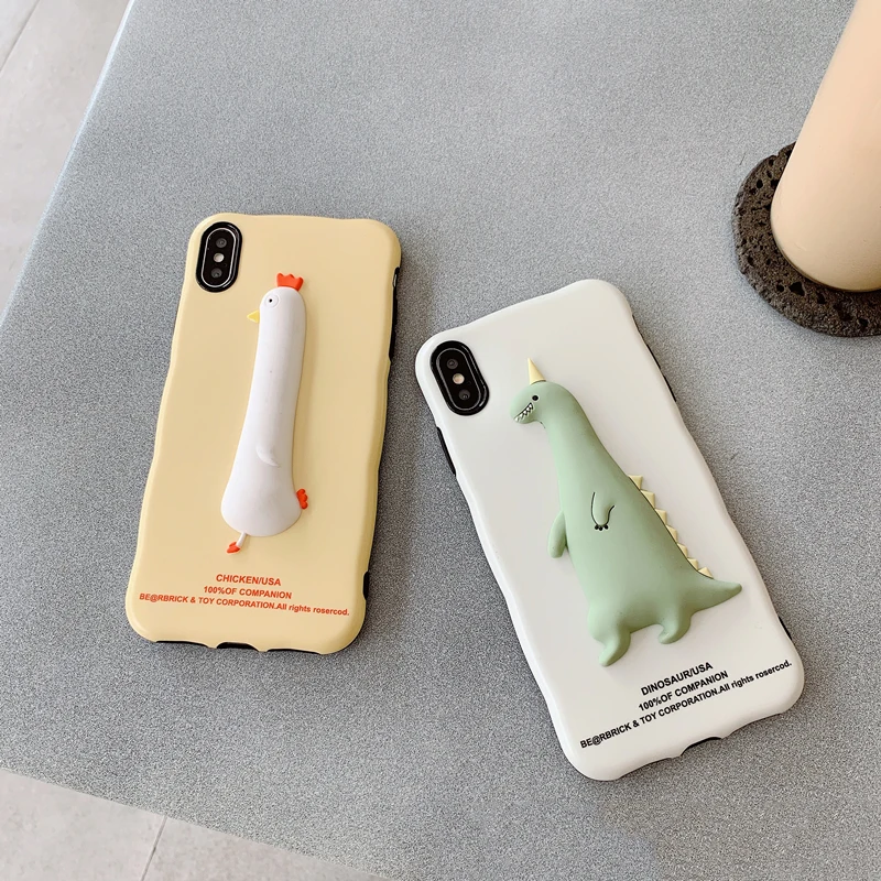 GlamPhone чехол стерео цыпленок динозавр чехол для телефона для iPhone11ProMAX X XS Max XR Мягкий силиконовый чехол для iPhone 7 8 6 6s Plus чехол