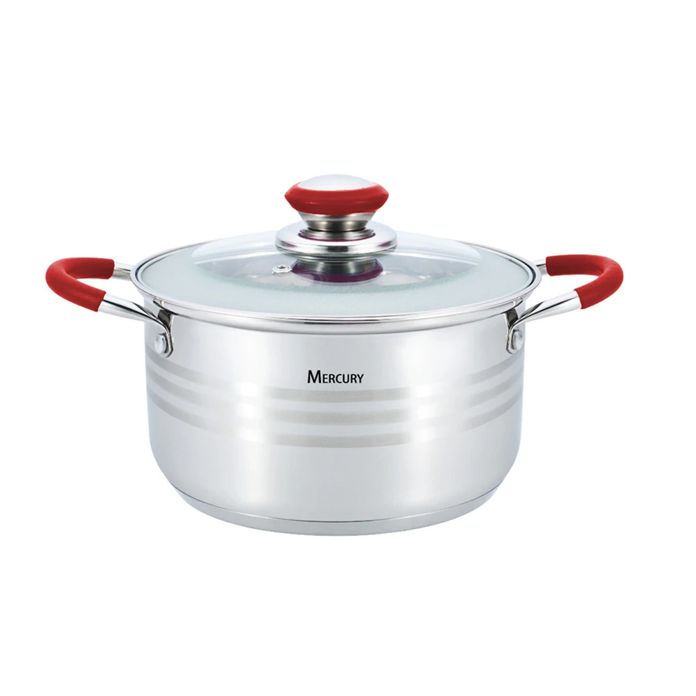 Кастрюля из нержавеющей стали для приготовления пищи с крышкой закаленного