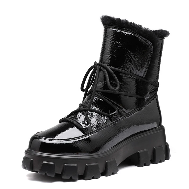 Роскошные брендовые новые зимние ботильоны для женской обуви из лакированной