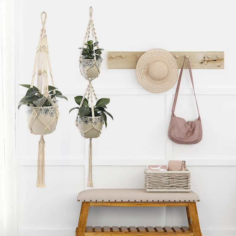 Простой дизайн комнатные и уличные искусственные вешалки для растений хлопковая