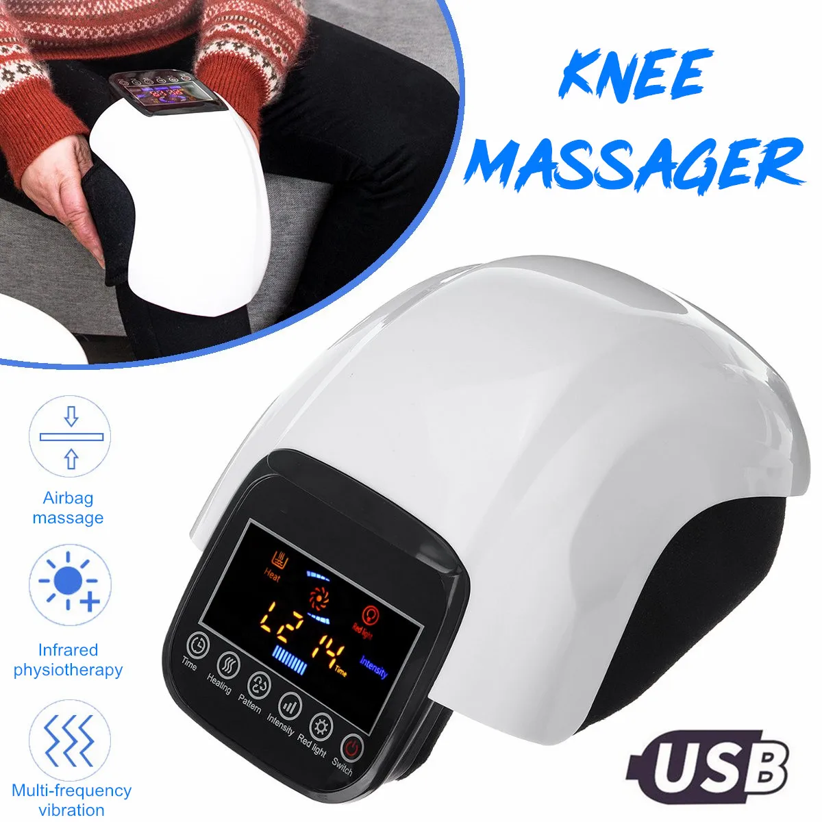 

Электрический инфракрасный обогрев для массажа колена, инструмент для физиотерапии, реабилитация коленного сустава, облегчение боли
