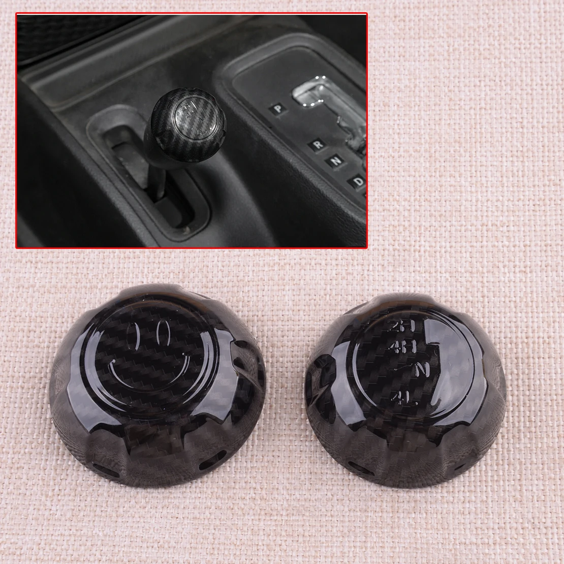 

2Pcs/Set ABS Black Car Gear Shift Knob Cover Trim Fit For Jeep Wrangler JK 2011 2012 2013 2014 2015 2016 2017 Accessories