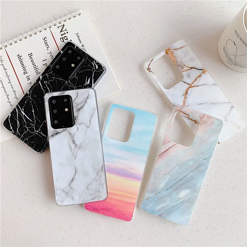 

Luxury Marble Case For Samsung Galaxy S20 Ultra A 50 30 20 10 S 51 71 70 A7 A6 2018 S10 S9 S8 Plus S7 Note 10 9 8 Soft TPU Cover