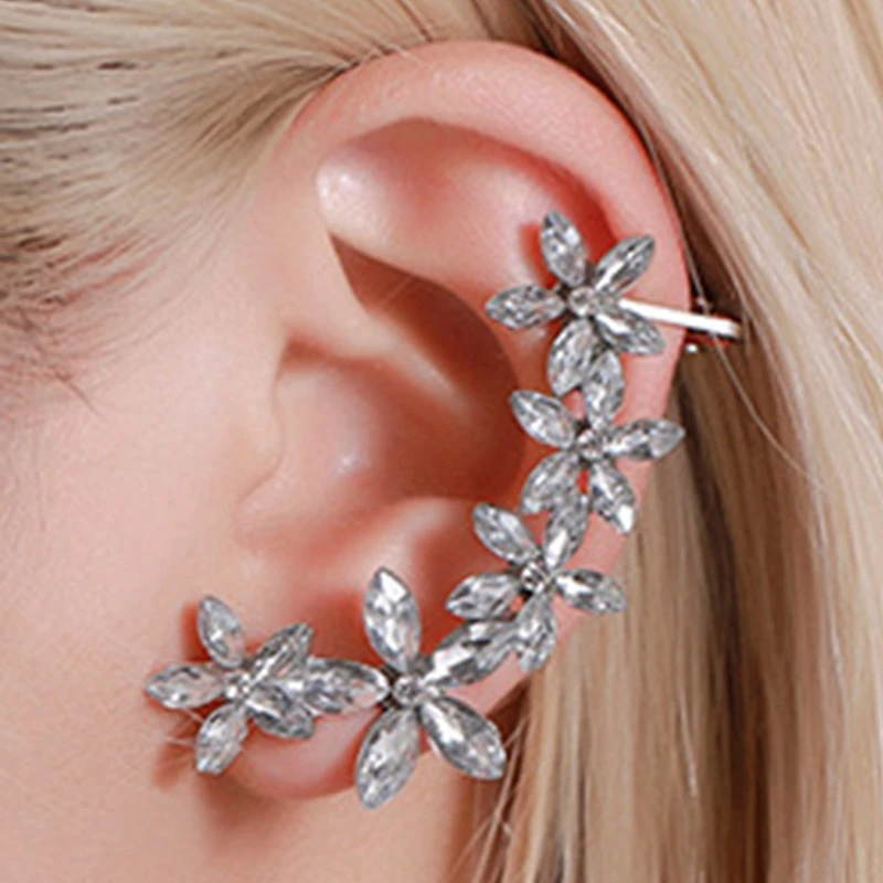 10 Styles Bohemian NO Piercing Crystal Rhinestone Ear Cuff Wrap Stud Clip Earrings For Women Girl Trendy Earrings Jewelry Bijoux