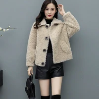 faux fur sheep shearing womens jacket short new thickened and thin fur one imitation lamb wool winter woman coats 2021