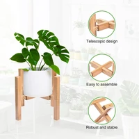 indoor plant stand mid century modern decoration adjustable plant stand bamboo plant fram for houseplants planters height2535cm