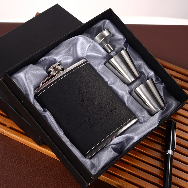Стиль 7 унций набор с плоской флягой из нержавеющей стали с 1 воронкой и 2 чашками виски вино Флагон бутылка Путешествия Посуда для напитков подарки