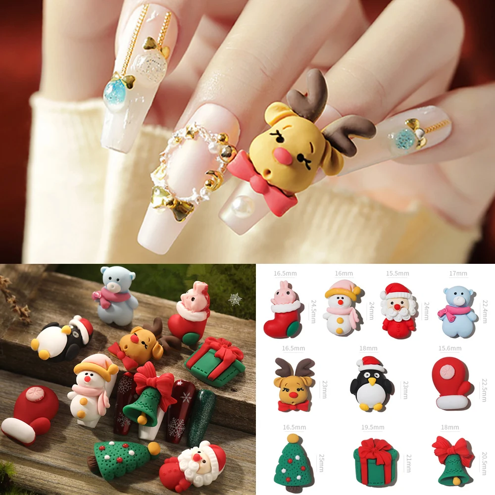 3 предмета Одинаковый пижамный комплект 3D украшения для ногтей новогодний