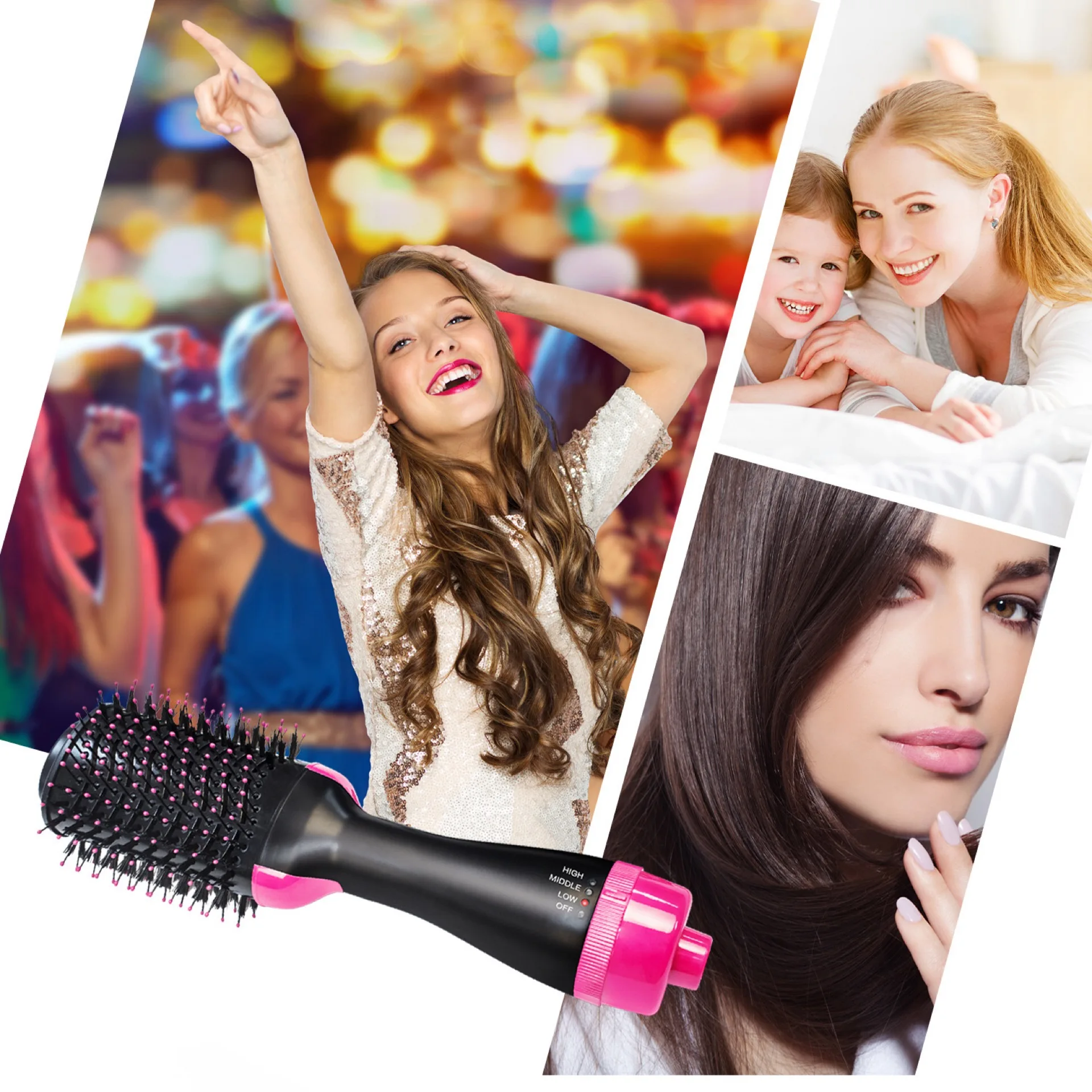 

3 in 1 Hair Dryer Brush Electric Hot Air Brush Negative Dryer brush Negative Ion Hair Curler hair styling tools
