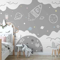 custom mural wallpaper nordic hand painted 3d universe starry sky space clouds childrens room background wall decor 3d stickers