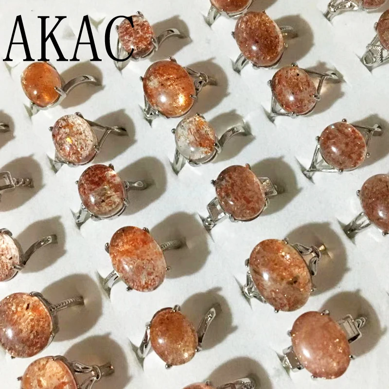 3 кольца AKAC натуральный Золотой sunstone регулируемое кольцо из белой меди
