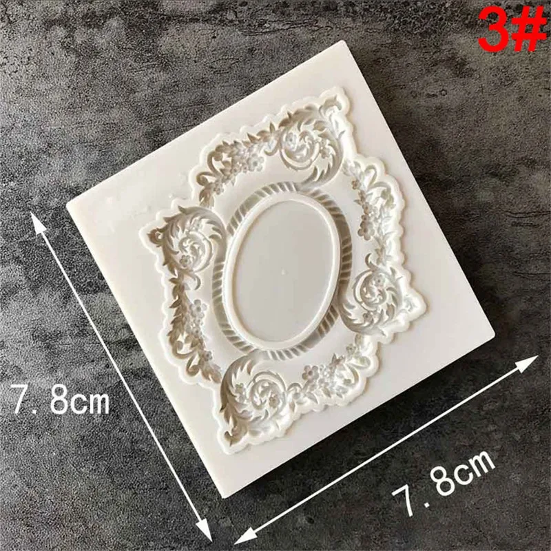 

1Pcs Gray Fondant Mold Frame Retro Frame Embossed Frame Mold 3D Silicone Cake Decoration Mold