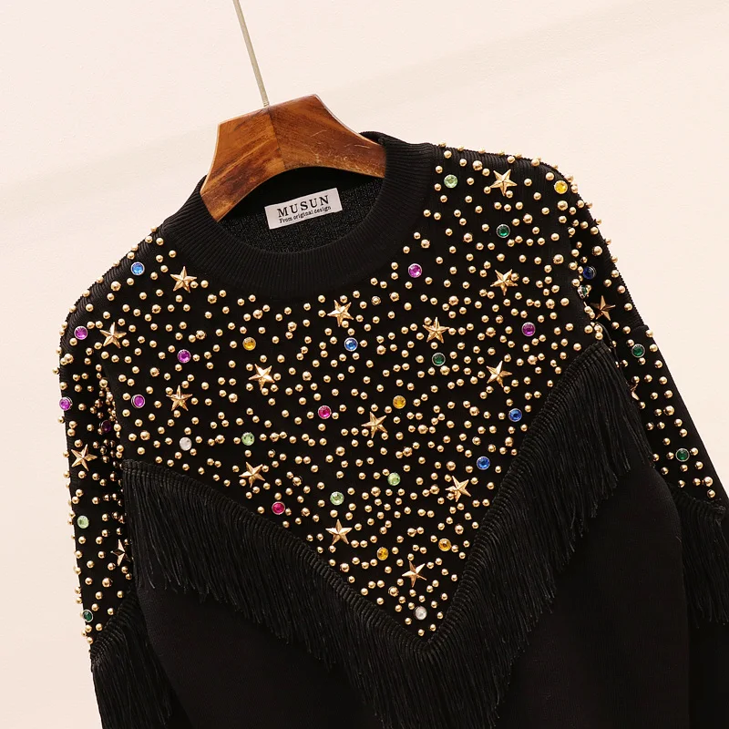 Женский трикотажный комплект из двух предметов пуловер с длинным рукавом и