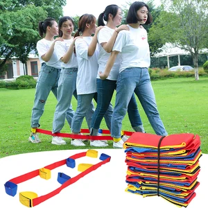 giant footsteps 4 legged race bands children outdoor sports toys outdoor game for kids adults teamwork games interactive toys free global shipping