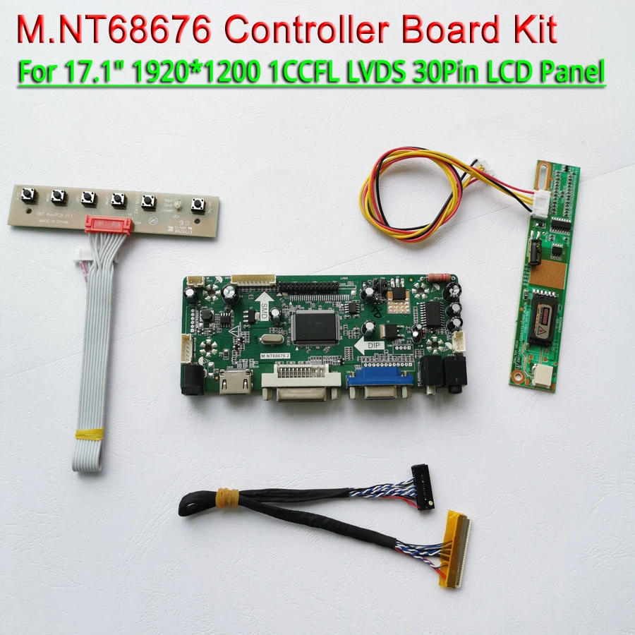 

Fit LP171WU1 LP171WU3 1CCFL With Keyboard 17.1" LVDS 30Pins VGA DVI 1920*1200 M.NT68676 LCD Screen Controller Board DIY Kit