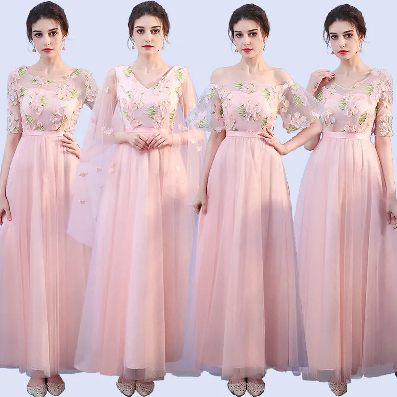 Женское платье подружки невесты розовое большого размера элегантное для свадьбы