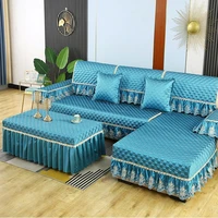 blue luxury sofa cover fashion diamond embroidery lace sofa towel slipcover non slip cushion a complete living room sofa set 9