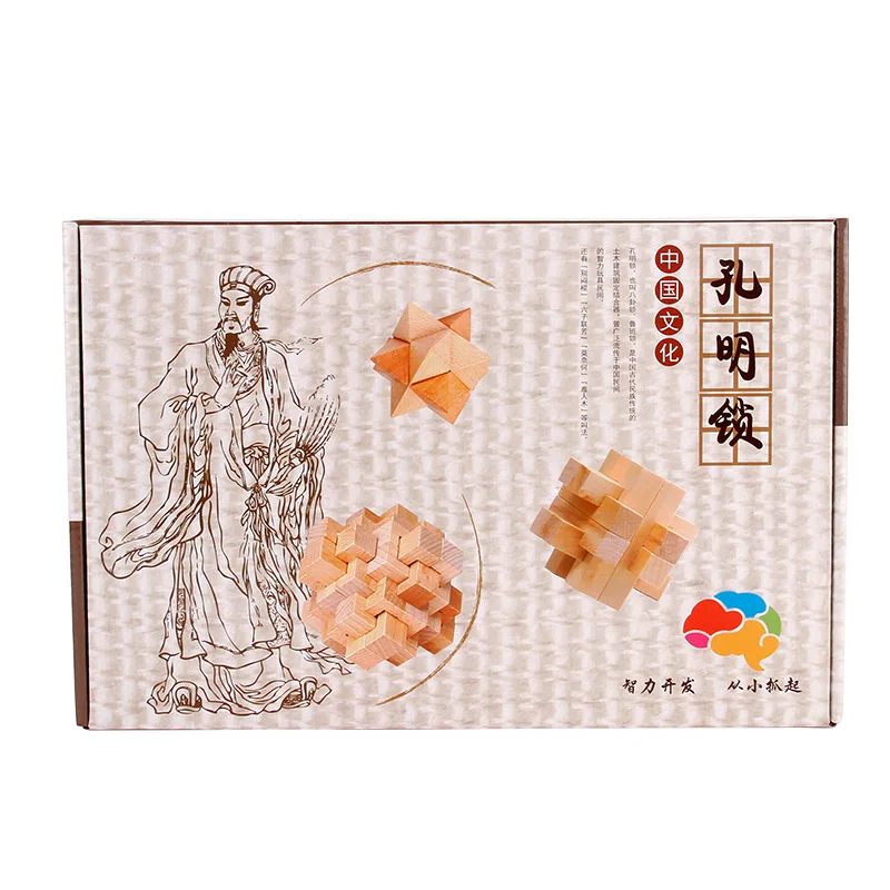 

6pcs Chinese Traditional Wooden Intelligence Toy Kongming Lock Luban Lock Classical Brain Teaser Game Toy Stress Relief Toys