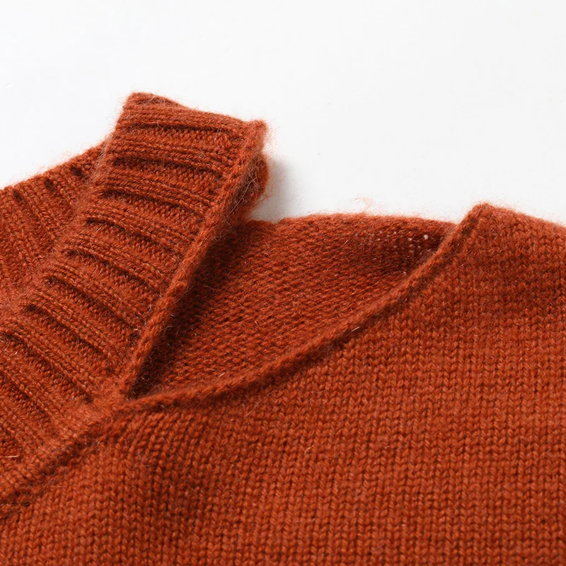 

BARESKIY Women's Sweater O-Neck 100% Cashmere Sweater Solid Color Pullover Casual Sexy Sweater Warm Long Sleeve Womenswear