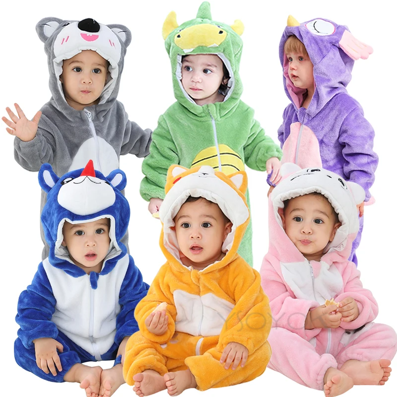 Monos de dibujos animados para beb&eacute;, pijama de unicornio Kigurumi, monos de invierno para ni&ntilde;o, disfraz de Animal, mono de conejito-1