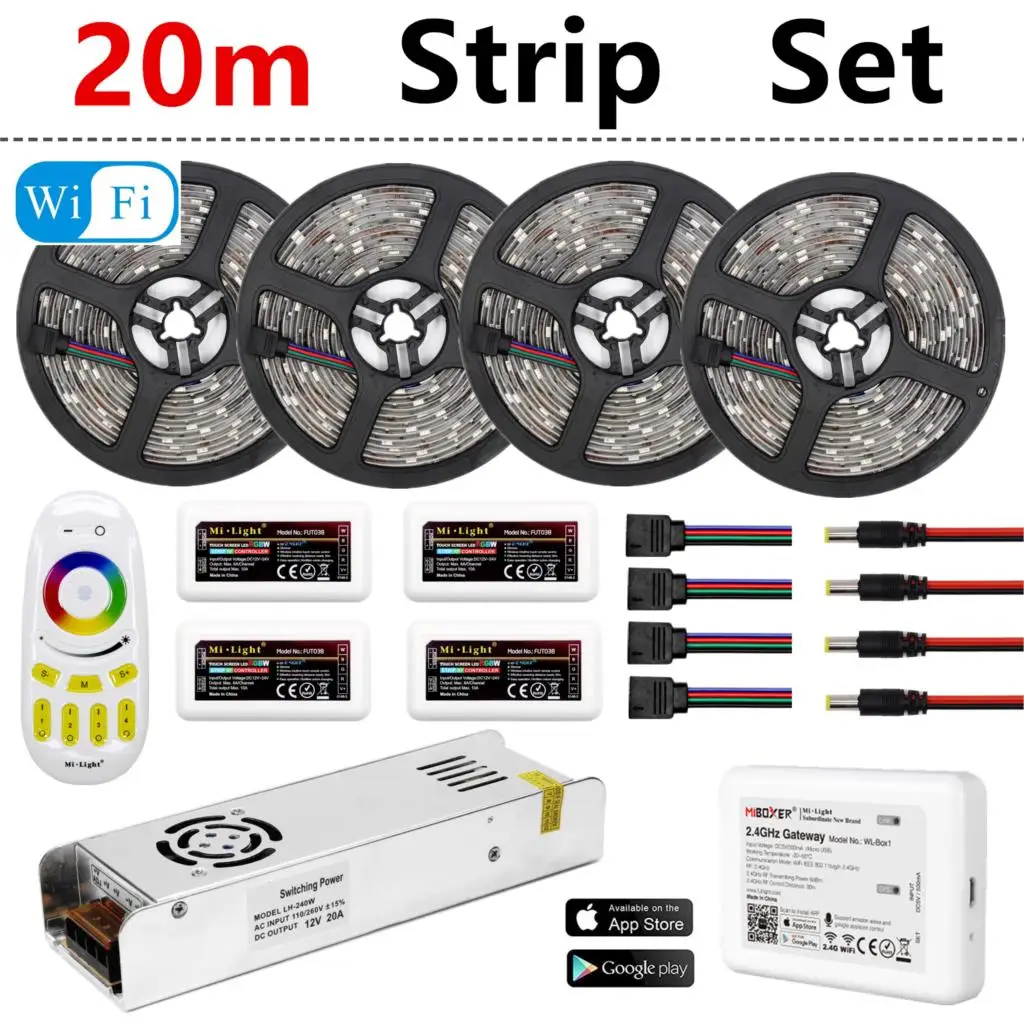 12V Mi светильник WI-FI Светодиодные ленты s Водонепроницаемый RGB/RGBW/RGBWW ФИТА Светодиодные ленты неоновый светильник s 5050 гибкий светильник с радиочастотным пультом дистанционного управления