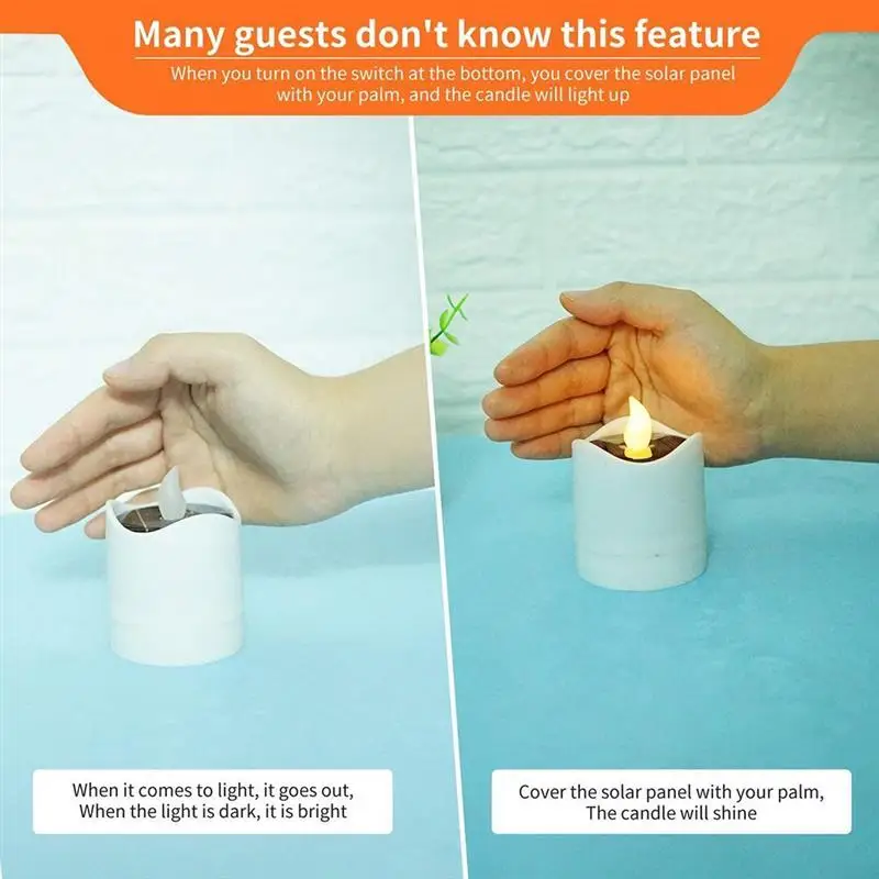 

6Pcs Flameless Led Tealight Candles Lights Solar Candle Light Waterproof Outdoor Candle Light Garden Wedding Romantic Decor Lamp