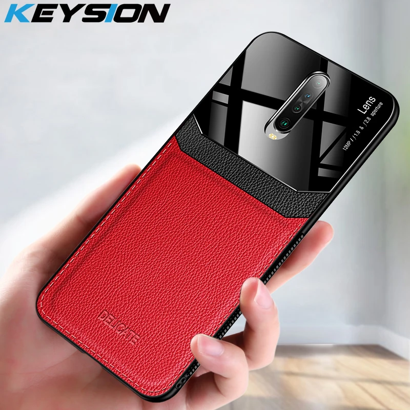 KEYSION ударопрочный чехол для Xiaomi Redmi K30 K20 Pro Note 8 8T Кожаный стеклянный силиконовый задней панели телефона POCO
