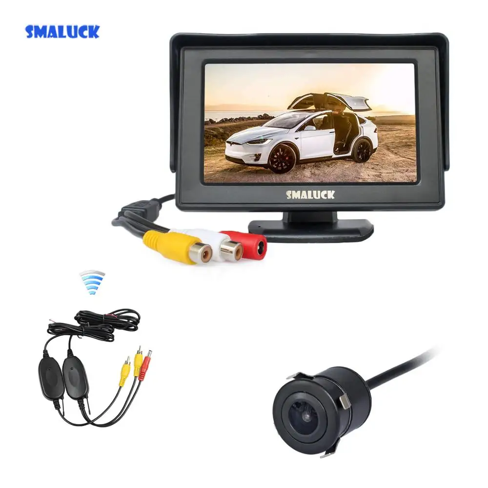 SMALUCK Wireless 4.3" Color TFT LCD Car Monitor with HD Rear View Reverse Backup Camera Parking System | Автомобили и