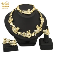 luxury women wedding xoxo jewelry sets ethiopian small heart bear necklace for african moroccan bridal gold plated jewellery