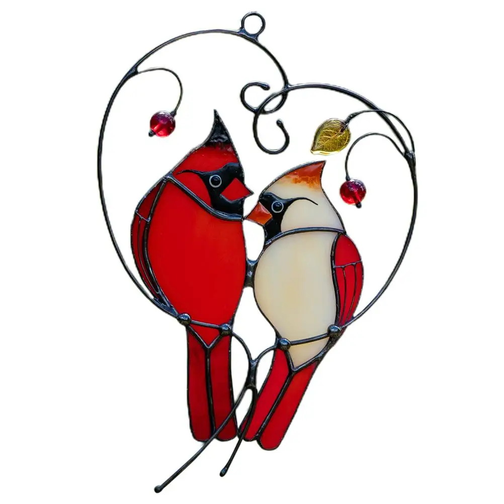 

Window Hanging Decor Bird Stained Glass Window Hangings Glass Decor Flat Animal Figure Ornament Gift for Home Office Car Decor1