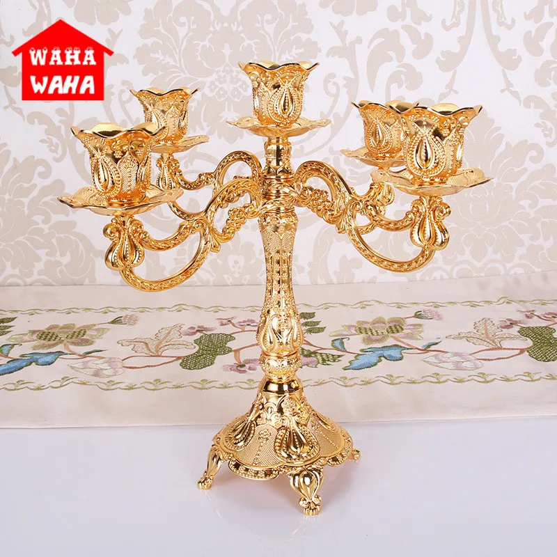 Современный Золотой/Серебряный подсвечник роскошное Европейское украшение для