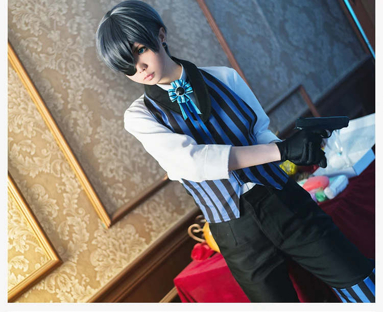 Мужской женский черный Батлер Косплей Kuroshitsuji Небесный Phantomhive Cos японская одежда