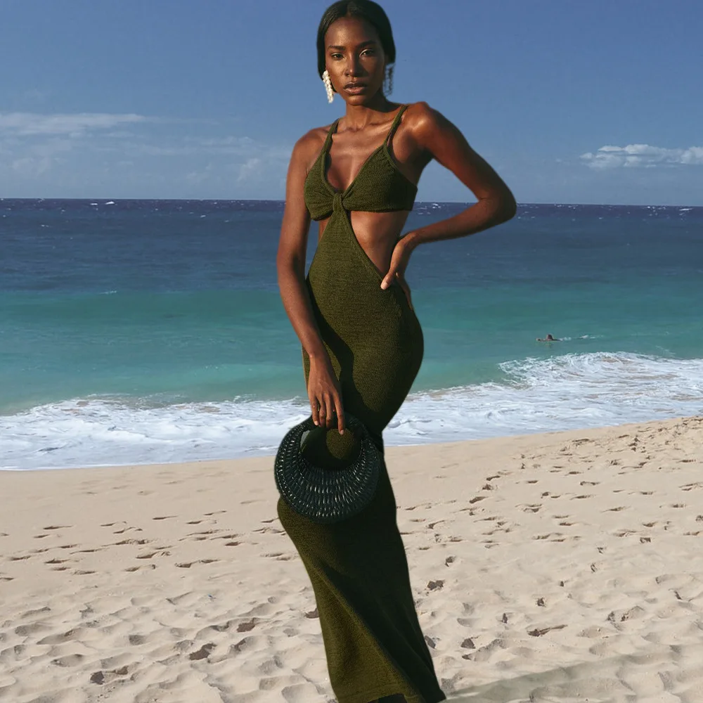 

Women Spaghetti Strap Dresses Elegant Irregular Long Sexy Prom Party Slinny Hollow Out Bandage Woman Dress Streetwear Vestidos