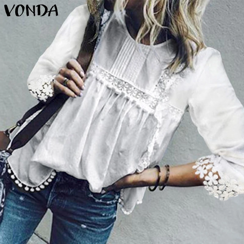 VONDA Женские топы и блузки с сексуальным О образным вырезом 3/4 рукавами