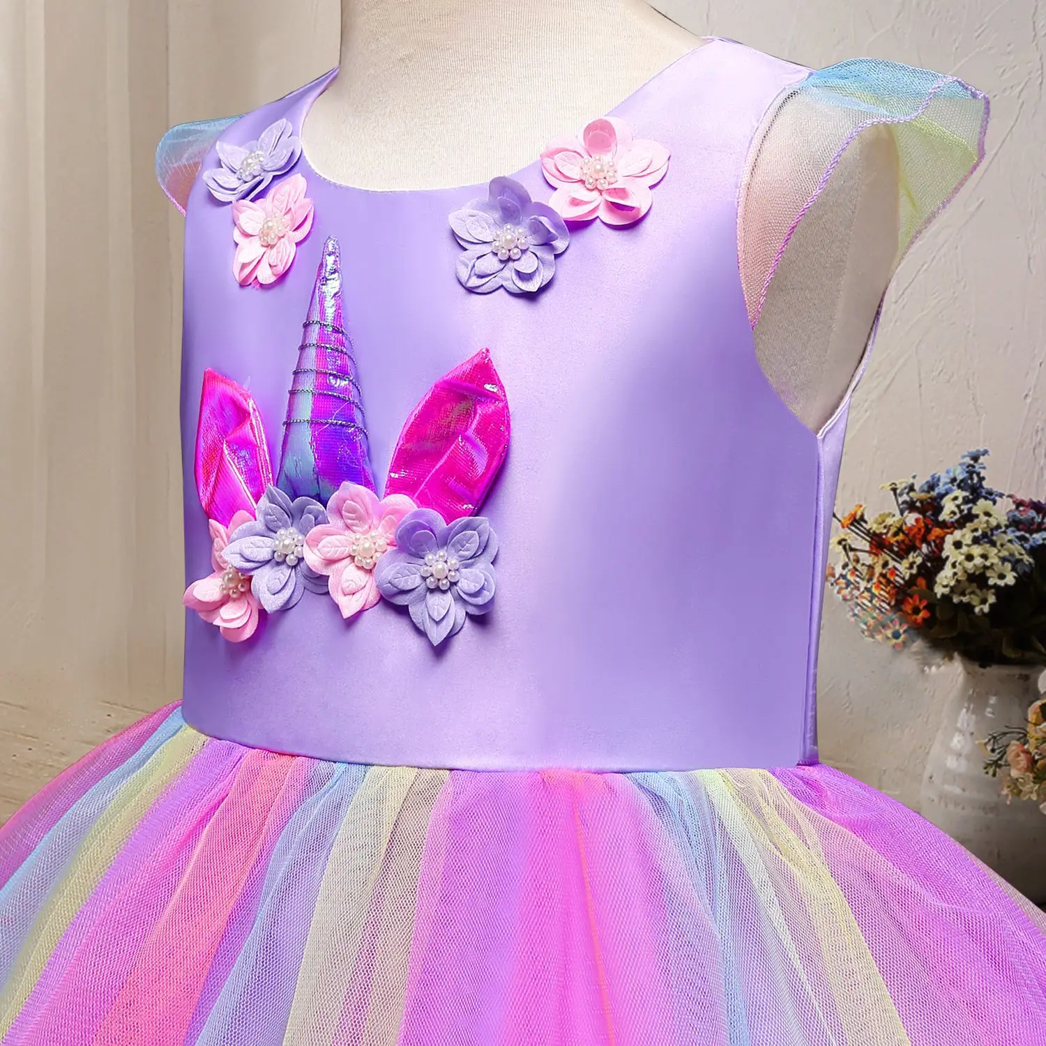 Детское летнее платье с единорогом для косплея розовые цветочные платья девочек