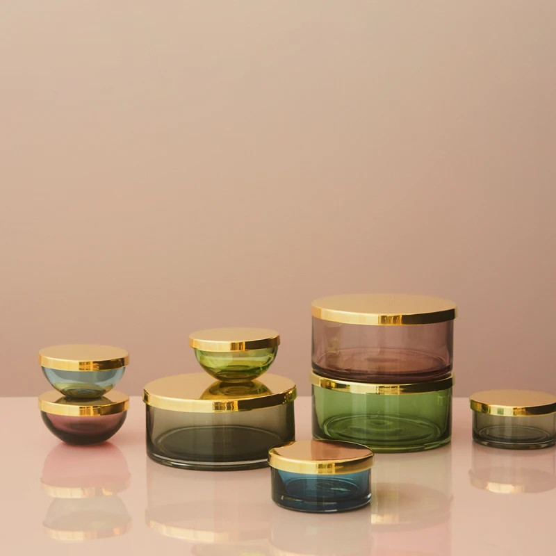 Цилиндрическая стеклянная банка для конфет TOTA латунная хранения крышек шкатулка