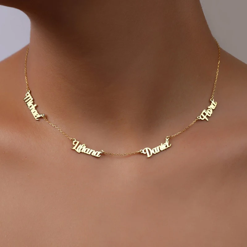 

Multi Names Boho Custom Necklace for Women Family Collar Jewelry Anniversary Gift for Wife High Quality Real Gold Plating