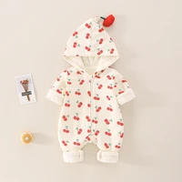 autumn hooded berries print baby rompers for baby boys and girls warm unisex jumpsuits kids clothes 0 2y
