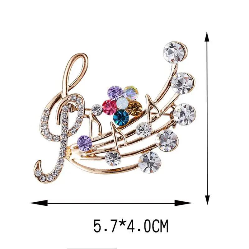 

New Arrival Music Brooch Elegant Style with Rhinestones Treble Clef Pin Brooches for Ladies