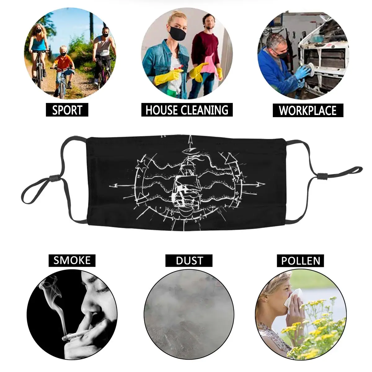 

Hold Fast Sailing Unisex Reusable Face Mask Sea Boat Anti Haze Dustproof Protection Cover Respirator Mouth Muffle